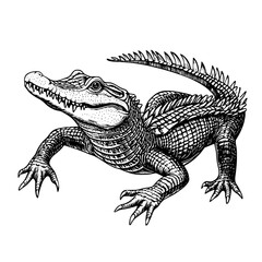 Fototapeta premium Detailed illustration of a crocodile with intricate scales and features in a natural setting. Generative AI