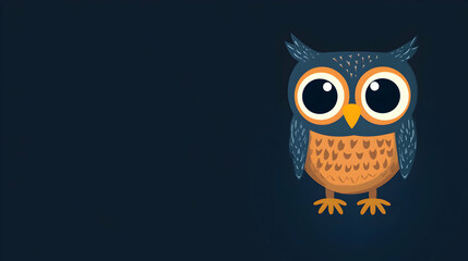 Fototapeta premium Cute Cartoon Owl Illustration on Dark Background for Children’s Use