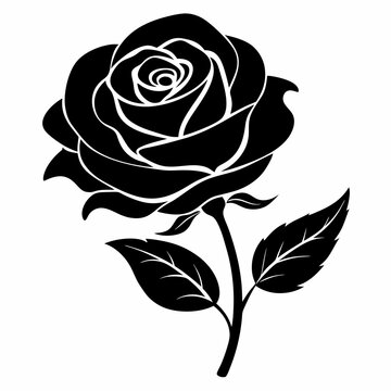 recommend clip art: Rose Flower black silhouette vector illustration