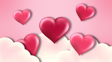 Valentine’s Day hearts, love on a pink background