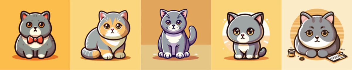 Vector collection of cute cats