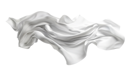 White flag waving, silk on transparent background