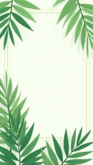 Fototapeta premium Green tropical leaves framing golden rectangle on light green background