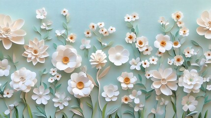 Delicate Paper Flowers Arranged in a Springtime Garden