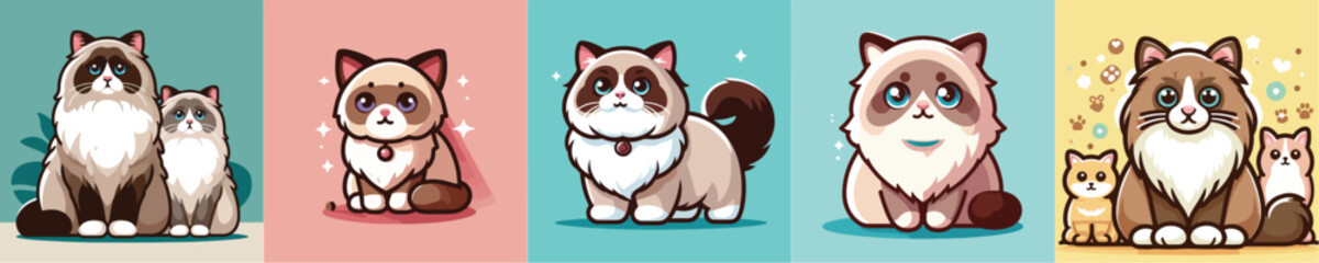 Vector collection of cute cats