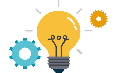 Light bulb and gears. Business idea concept. Vector flat illustration.