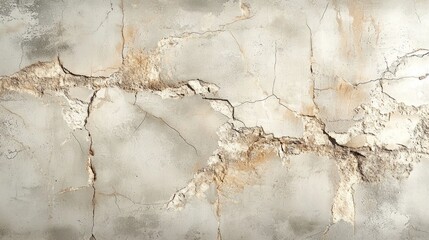 Obraz premium A smooth cement wall displays subtle cracks that weave through its surface, showcasing a blend of raw texture and minimalist aesthetics. The cracks tell a story of time and wear