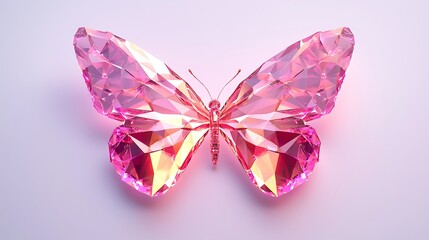 A stunning pink crystal butterfly ornament with intricate details, glimmering against a light background.
