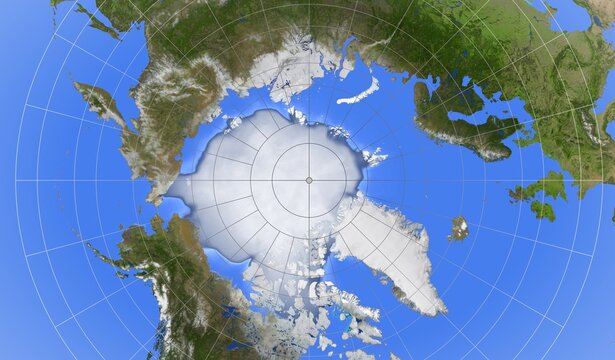Arctic region map, decorative background, 2d illustration