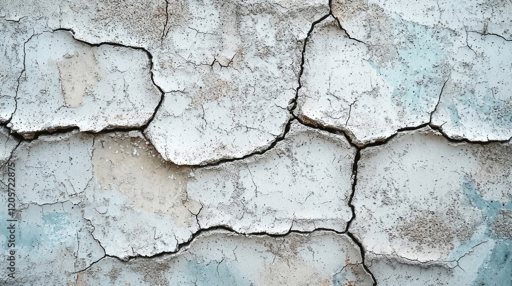 Poster subtle cracks snake through a smooth cement wall, creating a mosaic of textures that reflect years o