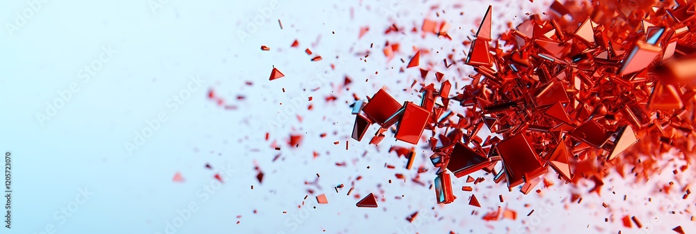 Aufkleber a vibrant explosion of red shards against a soft blue background, creating a striking visual contras