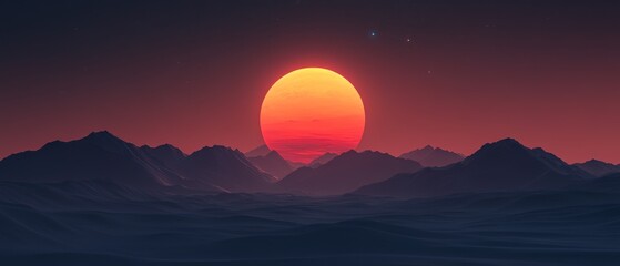 The moon's silhouette in front of the sun during a solar eclipse, with cosmic rays and stars glowing brightly in the vast sky