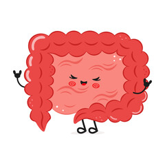 Cute cartoon Intestine character illustration with a joyful expression