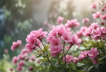 Obraz premium Pink flowers in soft focus against blurred background, garden, harmony