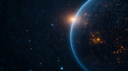 Obraz premium A solar eclipse casting a shadow across Earth, with astrology symbols and celestial energy influencing the atmosphere during this powerful cosmic event