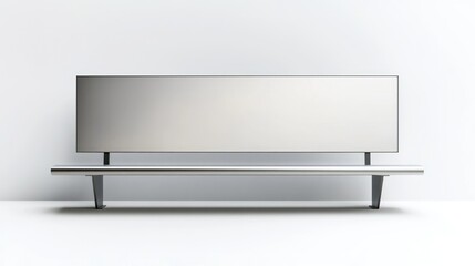 Modern metal bench, blank back, white studio, advertising mockup