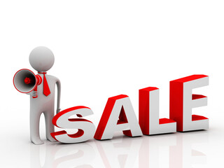 3d illustration business Sales concept
