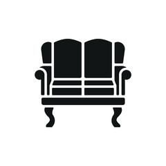 Sofa icon featuring a classic and elegant design, ideal for adding sophistication to luxury, vintage, or high-end furniture-themed projects