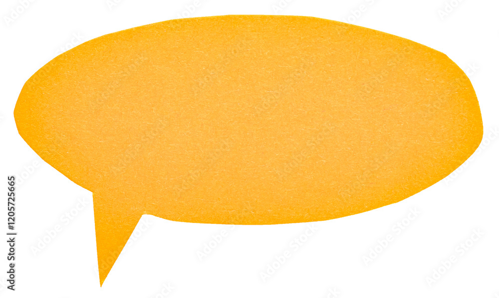 Fototapete blank orange cut out cardboard paper speech bubble with copy space for text on transparent png backg