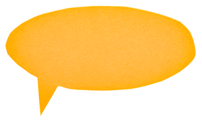 Blank orange cut out cardboard paper speech bubble with copy space for text on transparent png background design element