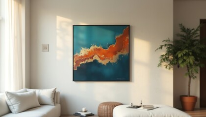 Abstract Teal and Orange Modern Wall Art Canvas Print for Home Decor, Living Room, Bedroom, Office, Contemporary Artwork