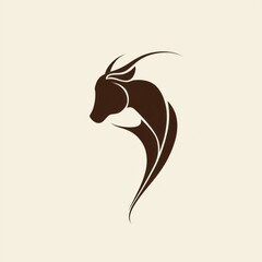 Elegant antelope profile design, isolated on beige.  Perfect for logos or branding