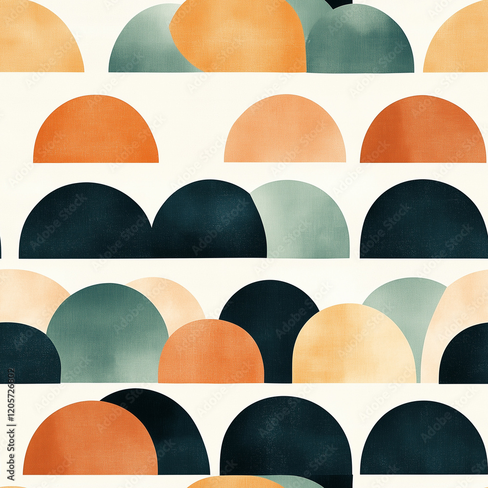 Poster seamless modern geometric pattern with soft pastel colors: circle and half-circle design for backgro