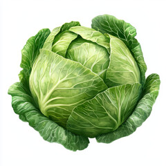 Obraz premium Fresh green cabbage with vibrant leaves, perfect for healthy meals