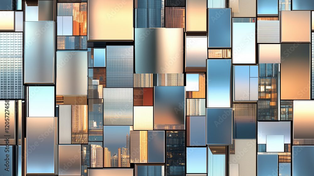 Poster seamless captivating patterns of reflective architectural glass panels: a visual tapestry in modern 