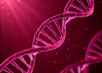 Close up view of double helix DNA structure in vibrant purple hues
