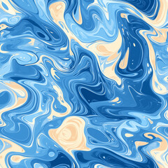 Fototapeta premium Seamless Beautiful Blue Marble Texture - Abstract Swirling Pattern of Ocean Waves and Creamy Tones for Art, Design, and Commercial Use.