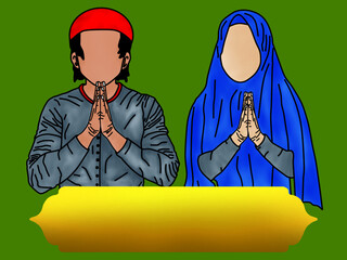 Ramadan background, illustration of apology, abstract, name box, green color vector 