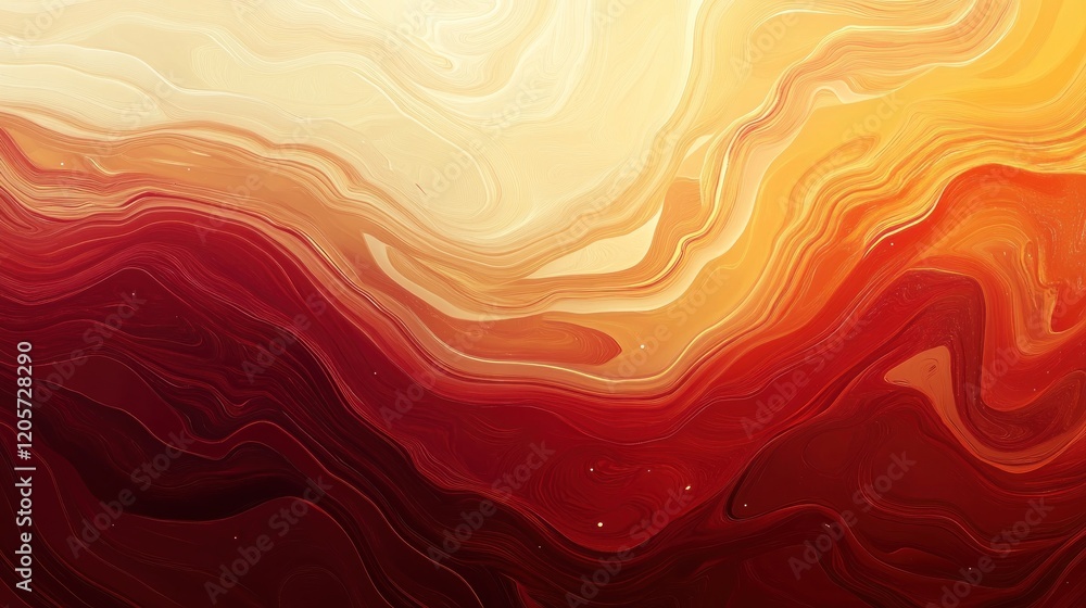 Poster abstract gradient flowing from deep red to pale yellow with light fluid artistic waves