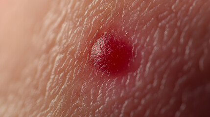 Fototapeta premium Close-Up of Red Pimple on Human Skin Surface with Textured Detail