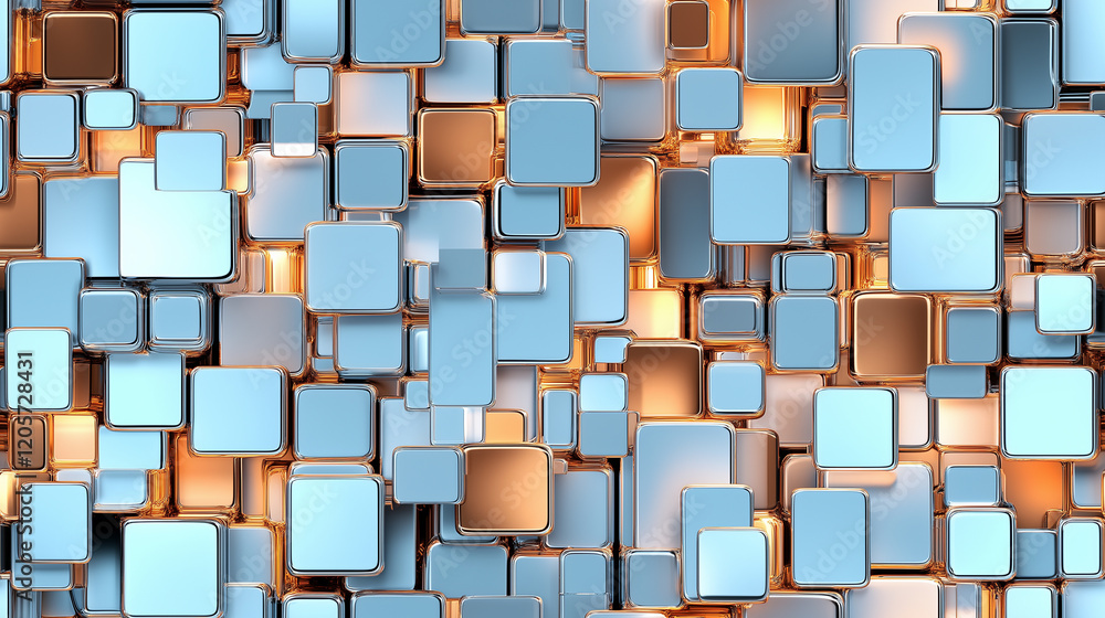 Poster seamless modern abstract background with geometric shapes in cool blue tones and glowing effects for