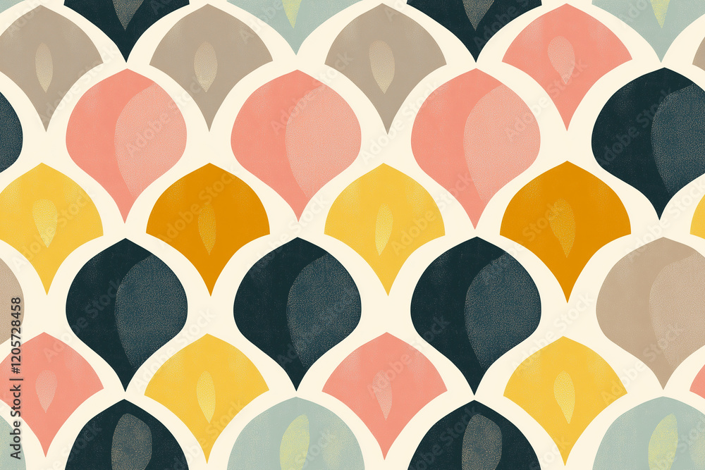 Poster seamless elegant and colorful scalloped pattern design perfect for modern home decor and fashion tex