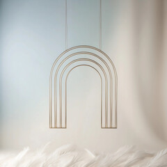 Obraz premium A delicate, ethereal floating archway constructed from crisp, polished lines that evoke a sense of sophistication, suspended effortlessly against a gentle, ombre-inspired gradient background that tran