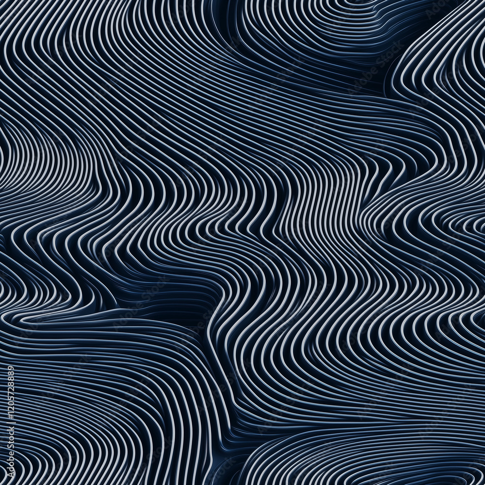 Poster seamless elegant abstract wavy lines pattern in dark blue background for modern art and design proje