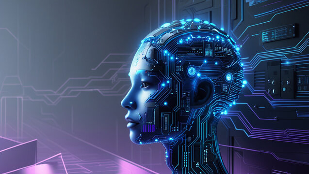 human head with binary code