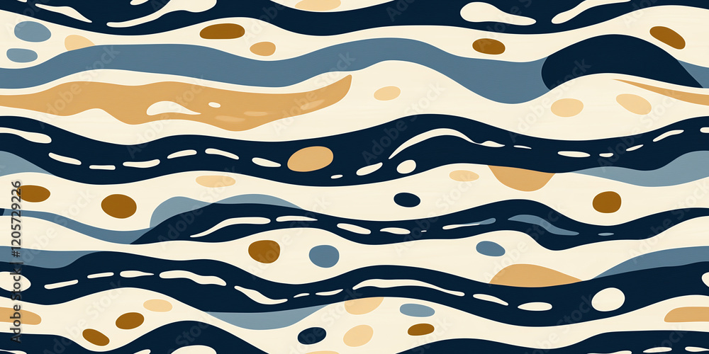Aufkleber seamless stylish abstract waves pattern with earthy tones and dynamic lines, perfect for backgrounds