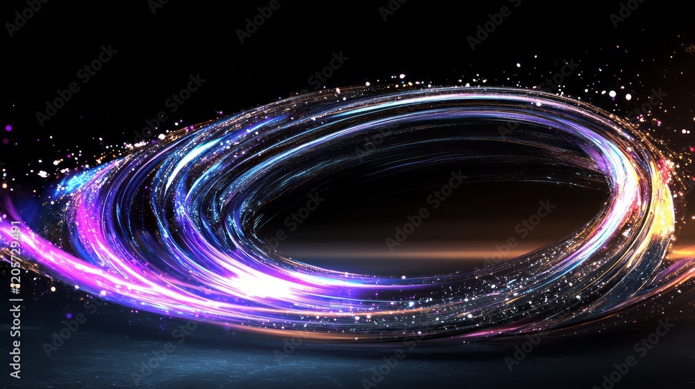 Poster vivid, abstract background with neon lighting and colorful bokeh on a dark background. digital art, 
