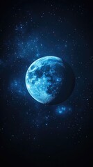 Obraz premium Celestial Blue Moon Amidst Distant Sparkling Stars