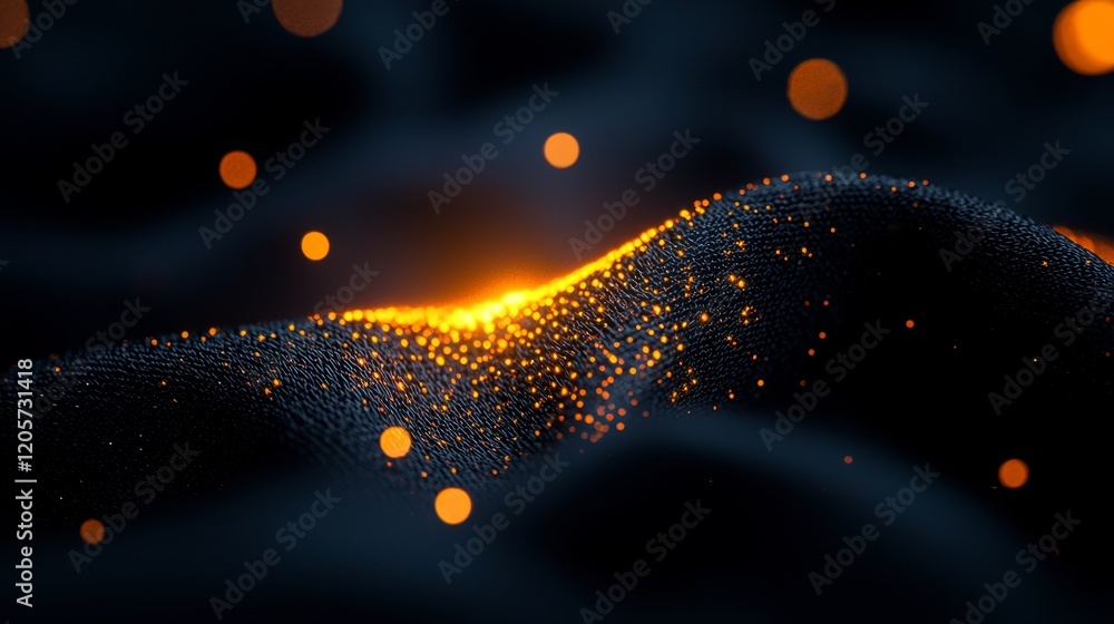 Poster a glowing wave of particles dances against a dark background, creating a mesmerizing visual of light
