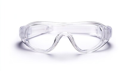 Clear safety glasses on white background, studio shot