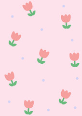 Tulips pink flowe pattern background