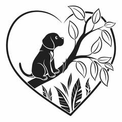 Valentine's Day vector silhouette black design white background