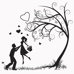 Valentine's Day vector silhouette black design white background