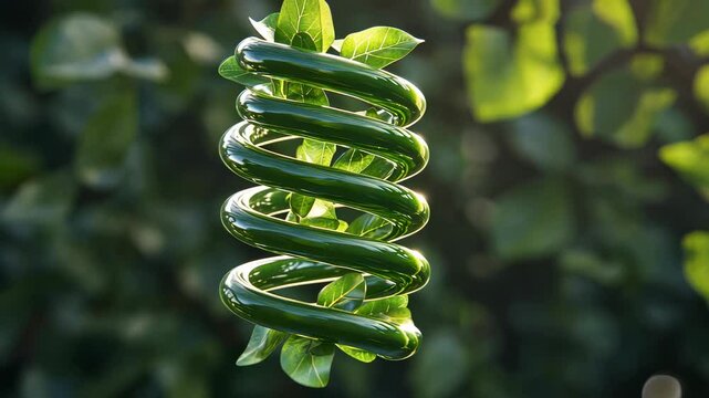 Eco-friendly spiral design with green leaves