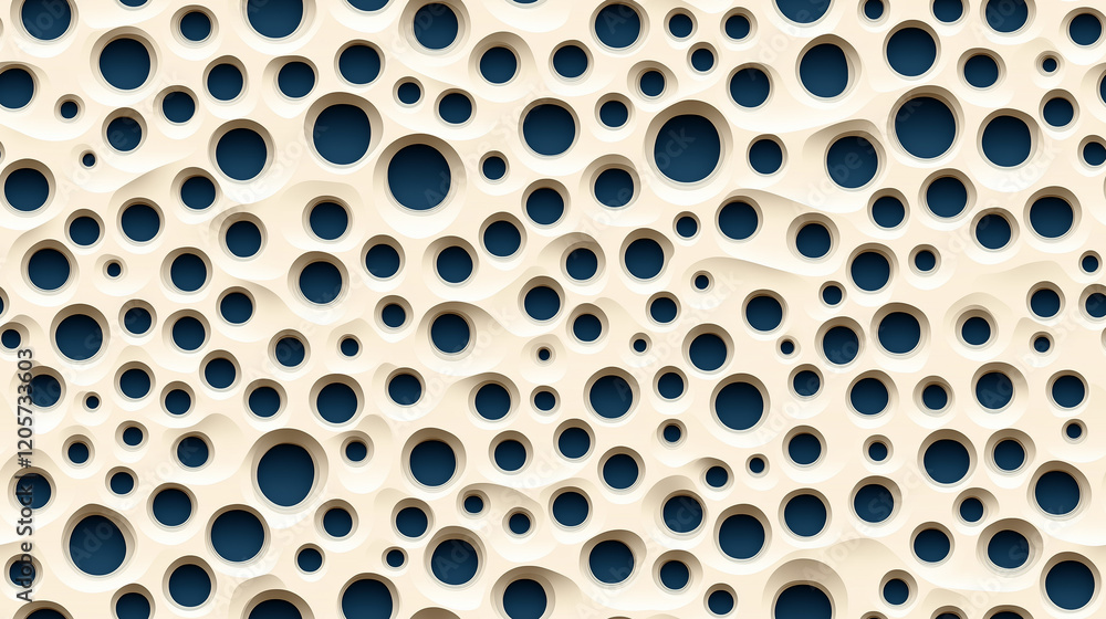 Aufkleber seamless abstract geometric background with circular patterns in cream and blue tones perfect for mo