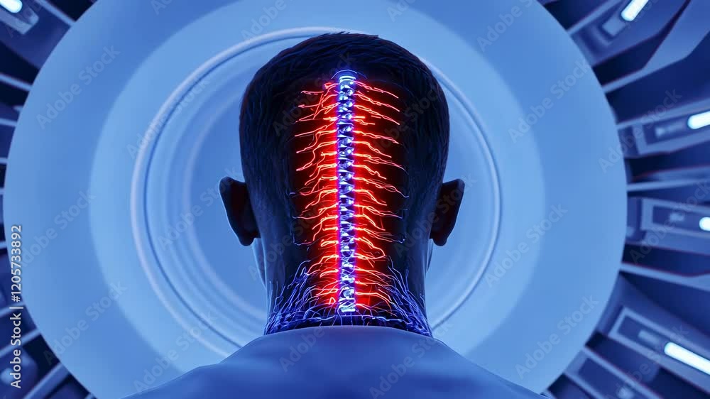 Poster futuristic exploration of neural connections in a sci-fi setting